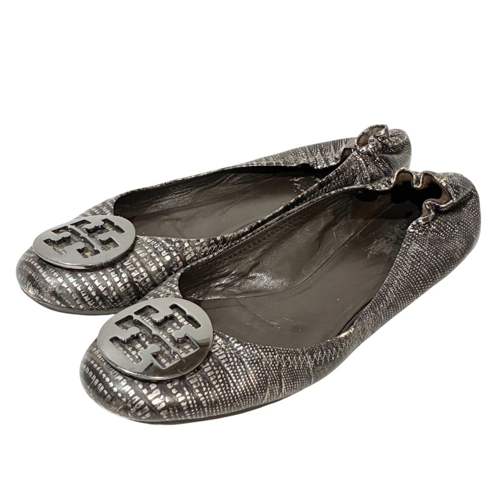 TORY BURCH Reva Lizard Embossed Leather Ballet Flats Size 9‎
